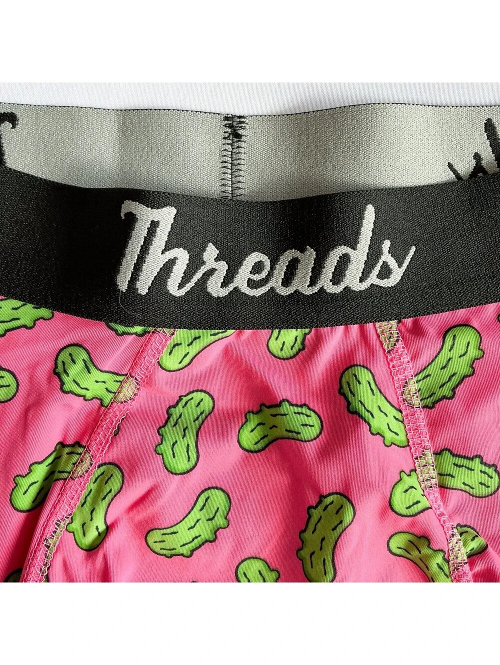 Threads Pink Boxer Briefs with Green Pickle Cartoon Fun Print Mens Size XXL